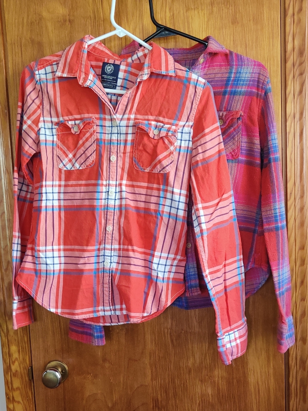 Three Plaid Button-Up Shirts